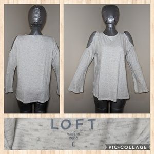 Loft  cold shoulder heather gray size large tee